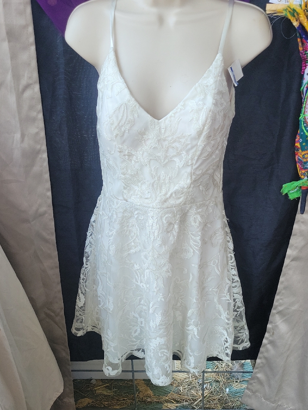 Speechless White Lace Spaghetti Strap Mini Dress